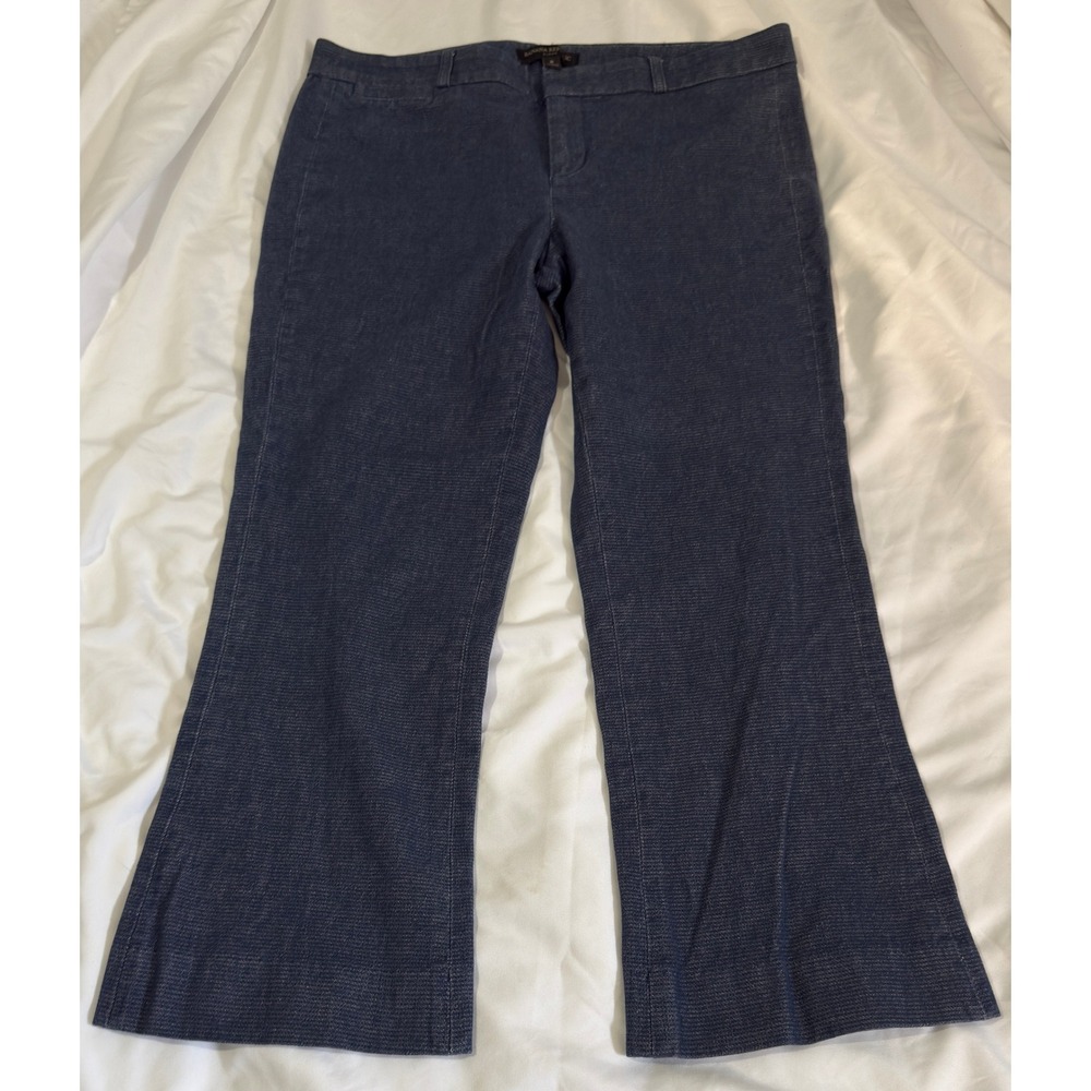Banana Republic Sloan Navy Blue Micro Textured Flare Leg Career Pants Womens 8